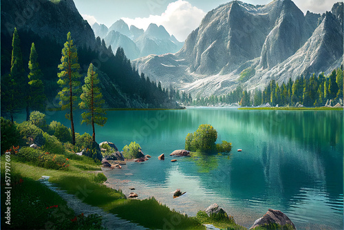 Realistic Illustration of a breathtaking landscape