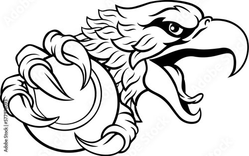 An eagle or hawk tennis ball cartoon sports team mascot