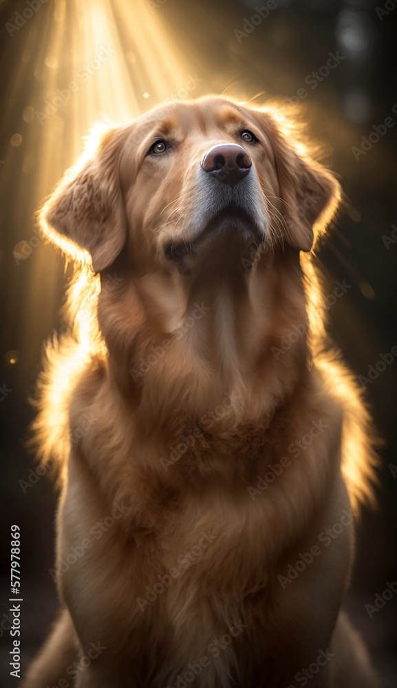 Portrait of a golden retriever dog. Beautiful pet and family photos, wallpaper, poster created with help of generative ai. Portrait of a golden retriever dog. Beautiful pet and family photos, wallpaper, poster created with help of generative ai.