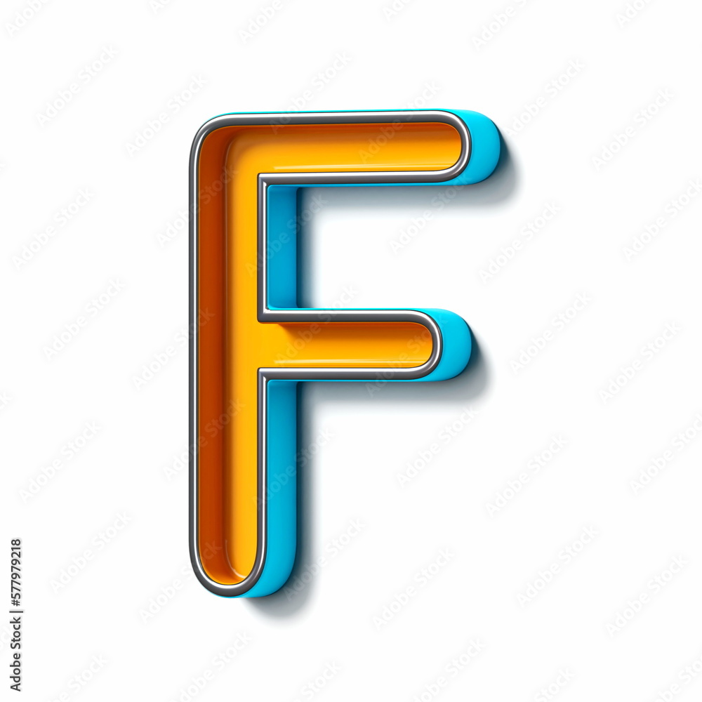 Orange blue thin metal font Letter F 3D Orange blue thin metal font Letter F 3D
