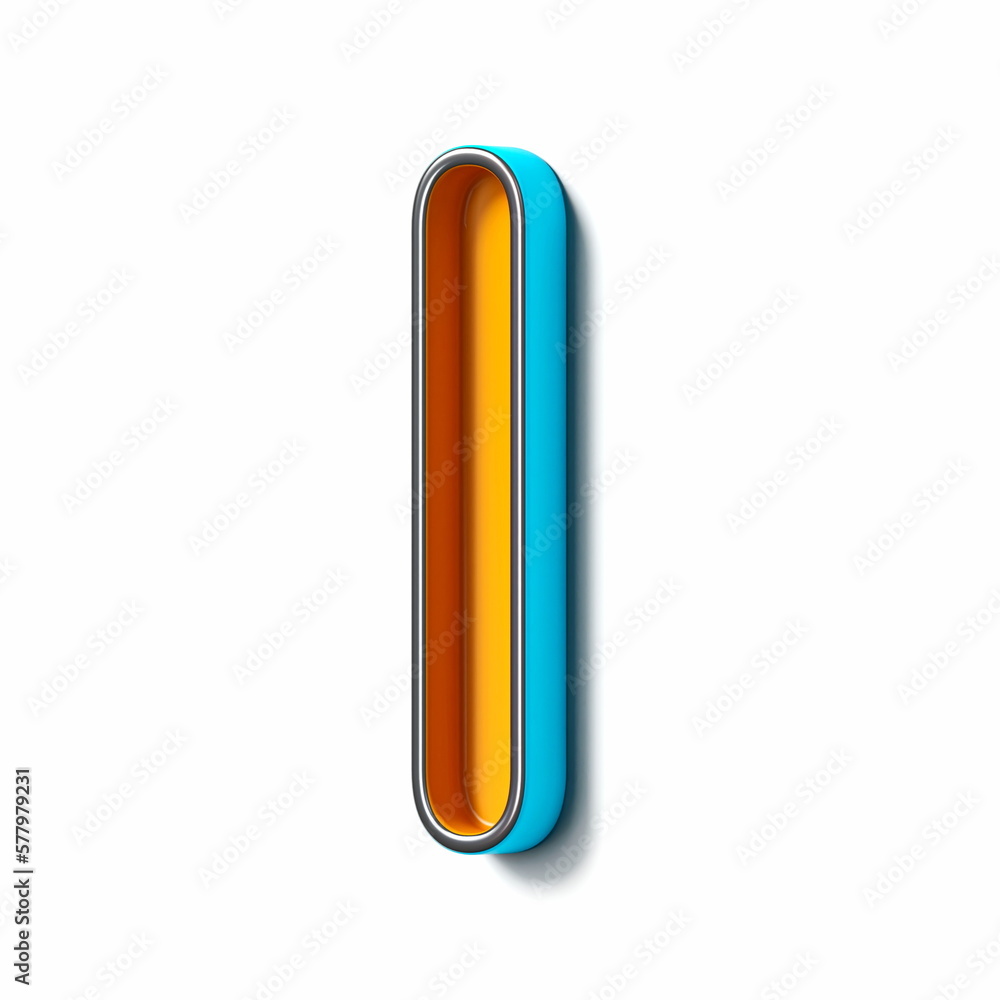 Orange blue thin metal font Letter I 3D Orange blue thin metal font Letter I 3D