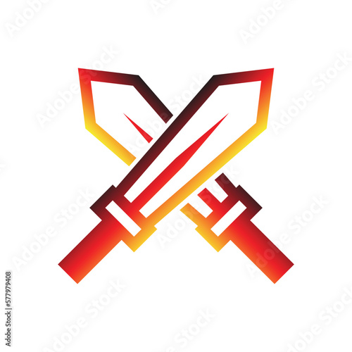set of crossed sword logo, icon, isolated on white background. weapon, sword, cross, crossed, knife, blade, mini sword, cut, attack, game, war, warrior, logotype, sticker, clipart, vector illustration
