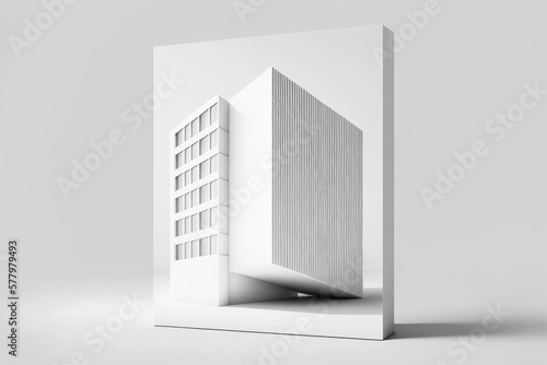 Construction and Architecture concept. Minimalist architectural design project in white style. Created with Generative AI technology.