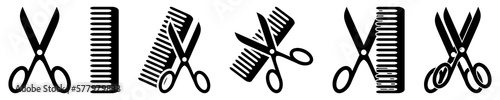 Hairdresser vector icon set, collection of hair salon symbols isolated on white background