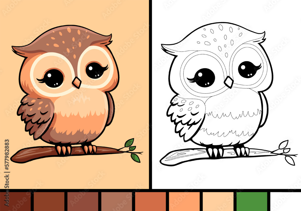 Chibi owl multicolor - Cute owl