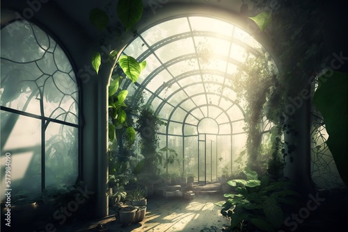 nice greenhouse with lots of green plants and natural lights