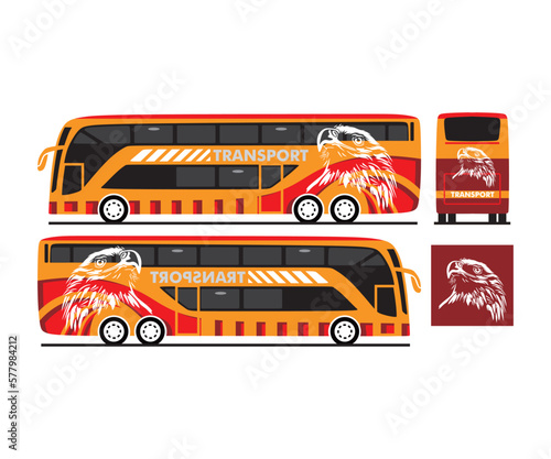 BUS WRAPS ORNAMENTS , design of double decker transport city bus vector illustrations