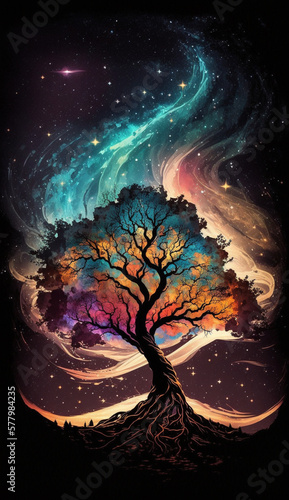 Tree art with milky way in the background