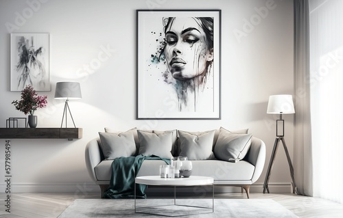 Simple living room interior design illustration created using generative AI. © Mario
