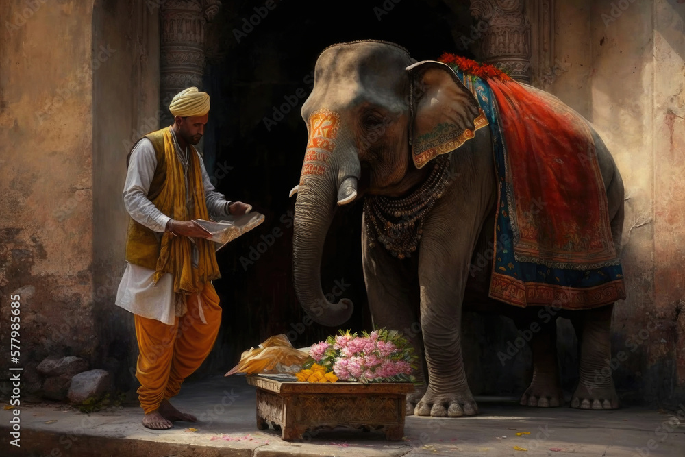 Elephant Seller, created with Generative AI technology.