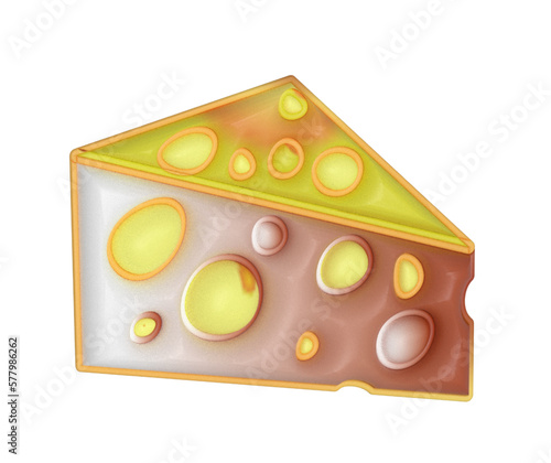 a piece of cheese with 3d effect
