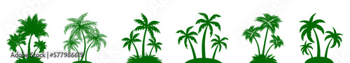 Set green palm tree silhouettes sign  palm collection     vector