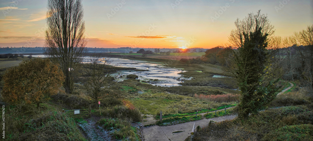 Obraz premium Levington Lagoon at sunset