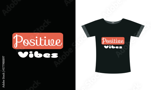 Positive Vibes slogan illustration with red and white text color combination - print slogan text vector font for girl and boy t-shirt and sticker