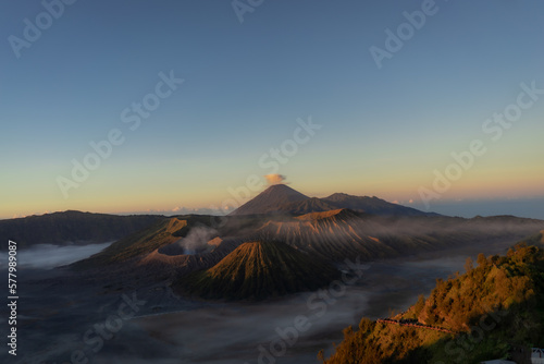View of the sunrise in the Bromo Tengger Semeru National Park area