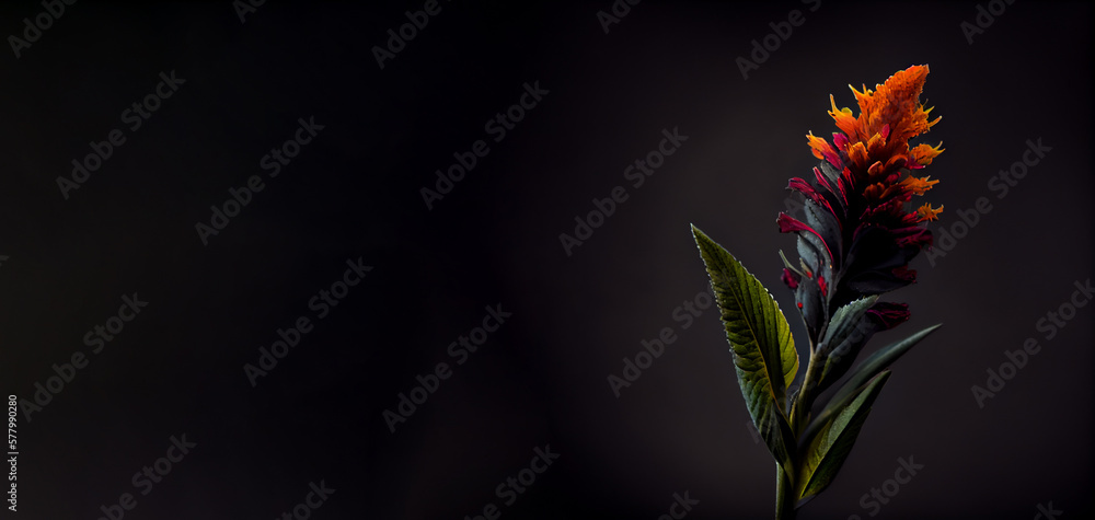 dark red celosia bloom flower in black background generative ai dark red celosia bloom flower in black background generative ai