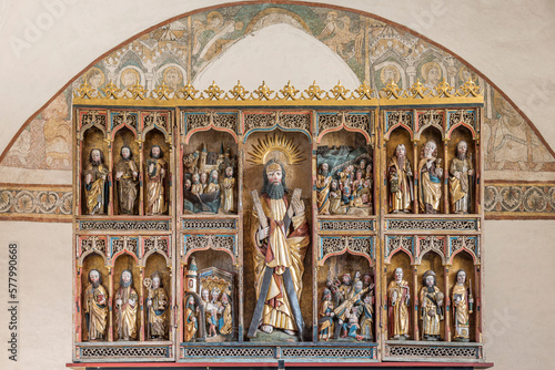 Canvas Print Andrew and the apostles on a wooden   altarpiece