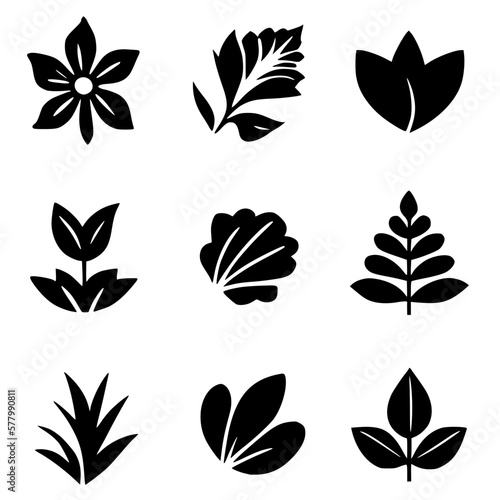 set of flower and plant icon