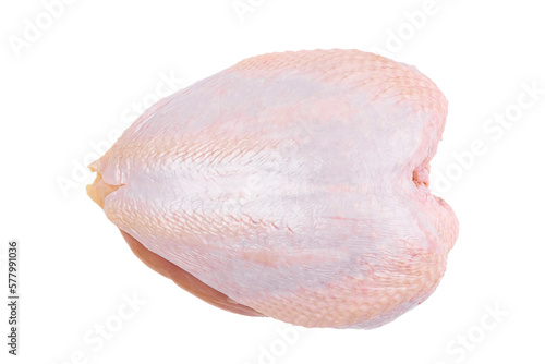 Chicken breast on white isolated, top view, raw chicken diet meat