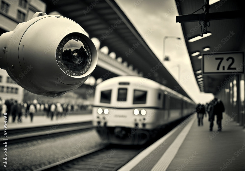 security camera at train station , generative AI security camera at train station , generative AI