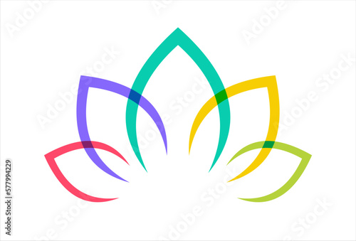 lotus flower overlapping color icon logo template vector