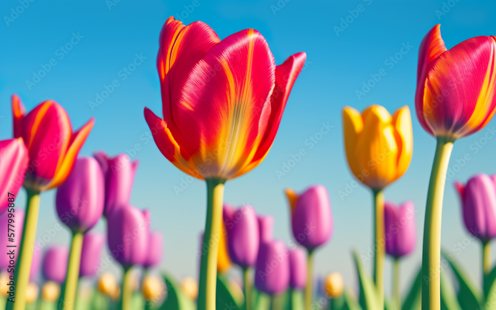 tulips on a background with place fort text created using AI generative tools