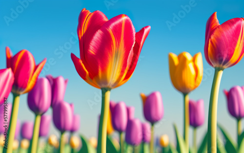 tulips on a background with place fort text created using AI generative tools