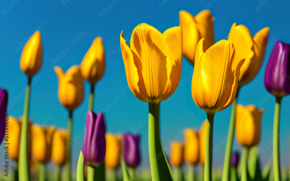 Obraz premium tulips on a background with place fort text created using AI generative tools