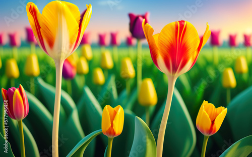 tulips on a background with place fort text created using AI generative tools