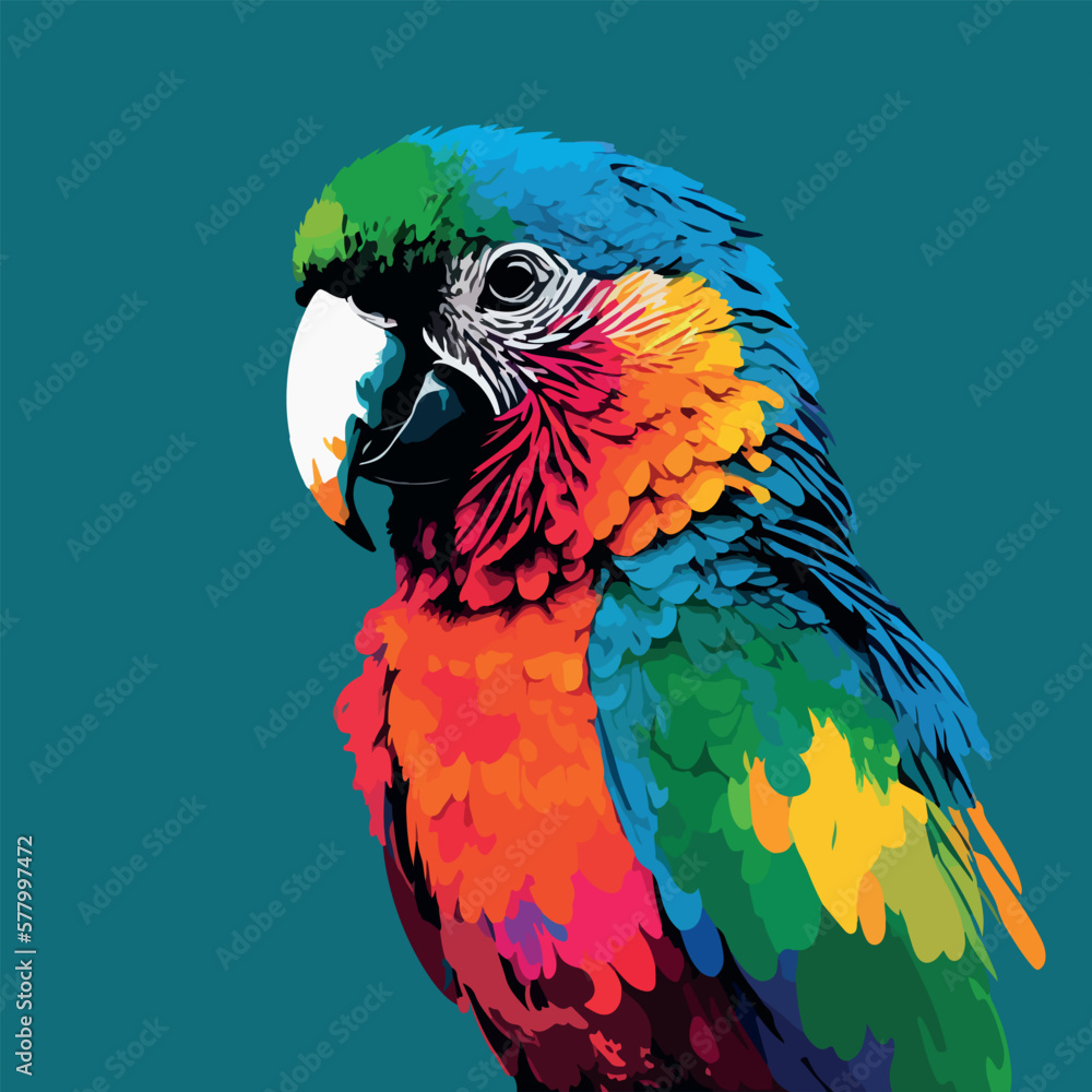 Fototapeta premium Colorful Parrot pop art style vector illustration