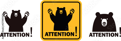 Bear danger sign logo. Isolated bear danger sign on white background
