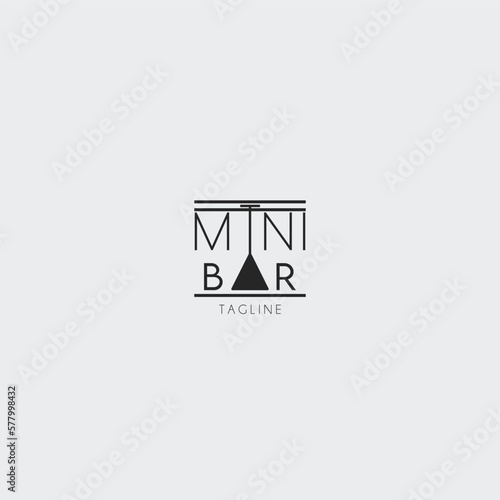 overturned glass mini bar logo vector design