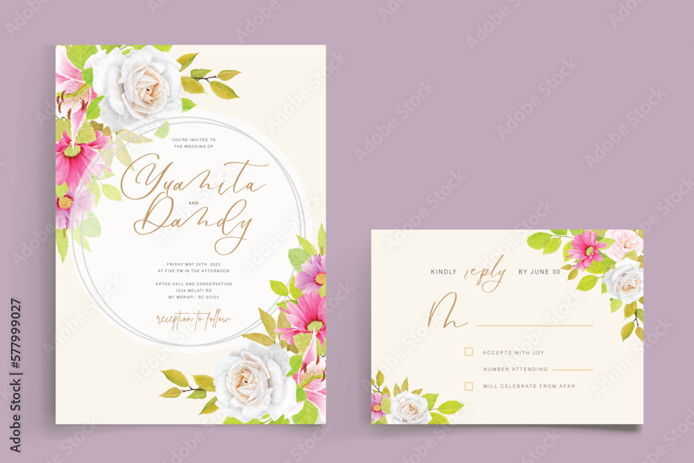 floral ornament wedding invitation card