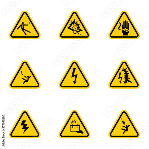 set of ISO Triangle Warning Sign : electrical symbol