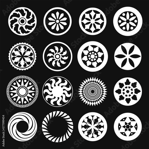 Set of round and circular decorative.