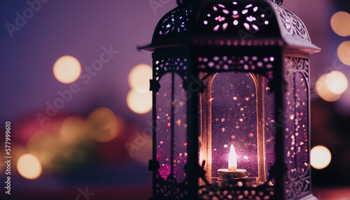 Islamic greetings ramadan kareem design background with beautiful lantern