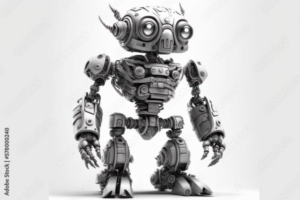 Robot isolated on white background als digitale Illustration ...