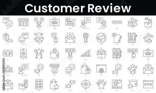 Set of outline customer review icons. Minimalist thin linear web icon set. vector illustration.