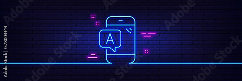 Neon light glow effect. Ab testing line icon. Ui phone test sign. 3d line neon glow icon. Brick wall banner. Ab testing outline. Vector