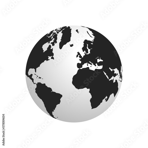 World map. Globes of Earth icon. Vector globe map design isolated on transparent background. Earth hemispheres with continents Asia, africa, america, and Europe. Travel concepts