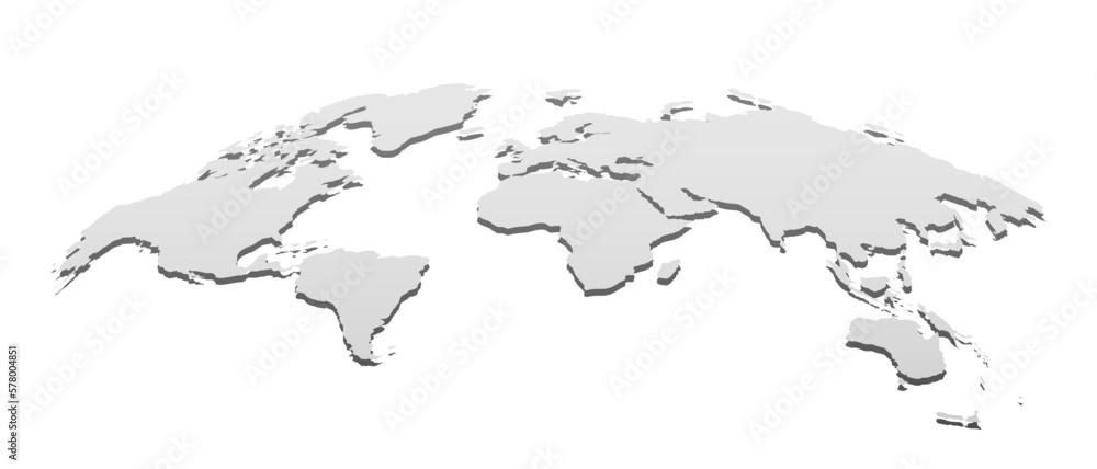 3D Globe World Map Template. Monochrome Design for Education, Science, Web Presentations. Realistic Vector Illustration.