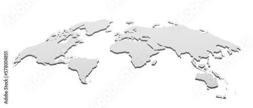 3D Globe World Map Template. Monochrome Design for Education, Science, Web Presentations. Realistic Vector Illustration.