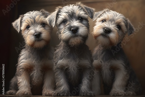Dandie Dinmont Terrier puppies. generative AI