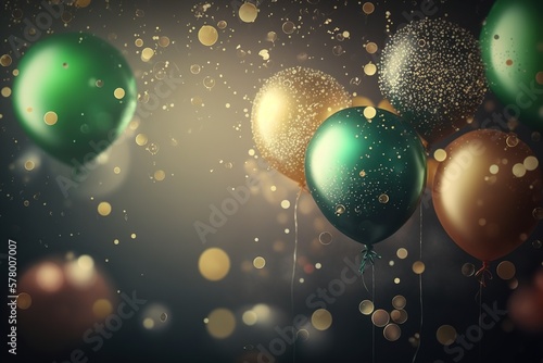 colorful balloons, gold, white, blue. generative AI photo