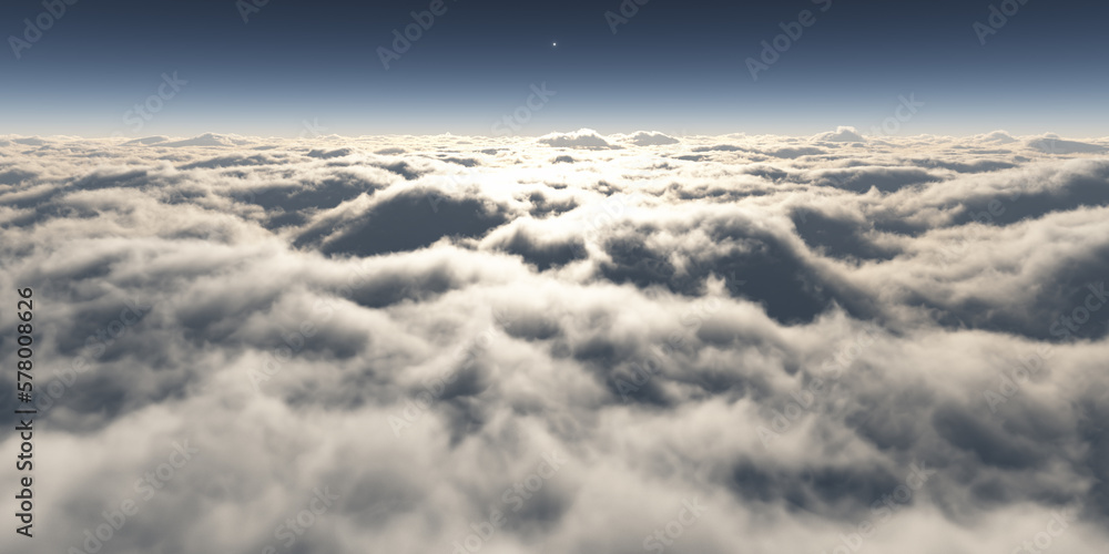 Naklejka premium dream fly above clouds ray light