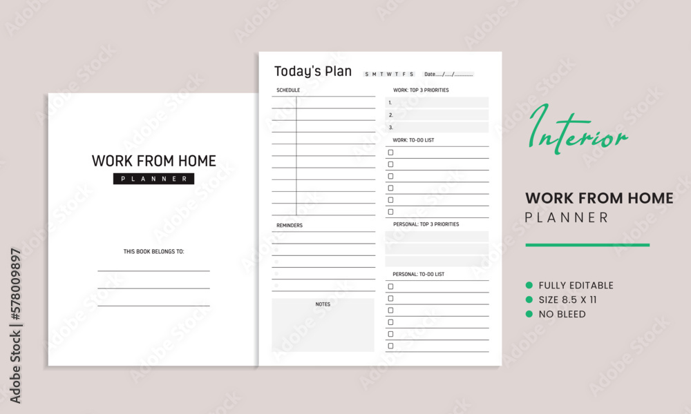 Work From Home Planner Kdp Interior Template