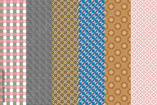 Seamless set of pattern. Ornamental wallpaper. Modern design, digital paper. Vector abstract artwork.