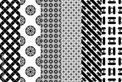 Geometric pattern with monochrome elements, vector abstract background.