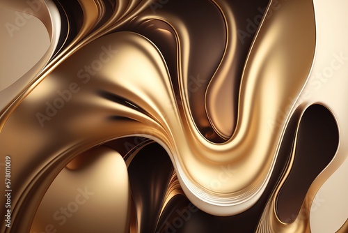 Gold and brown wavy abstract pattern wallpaper.
