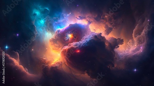 Abstract space background. Galaxies  nebula and stars in space. Generative AI art.